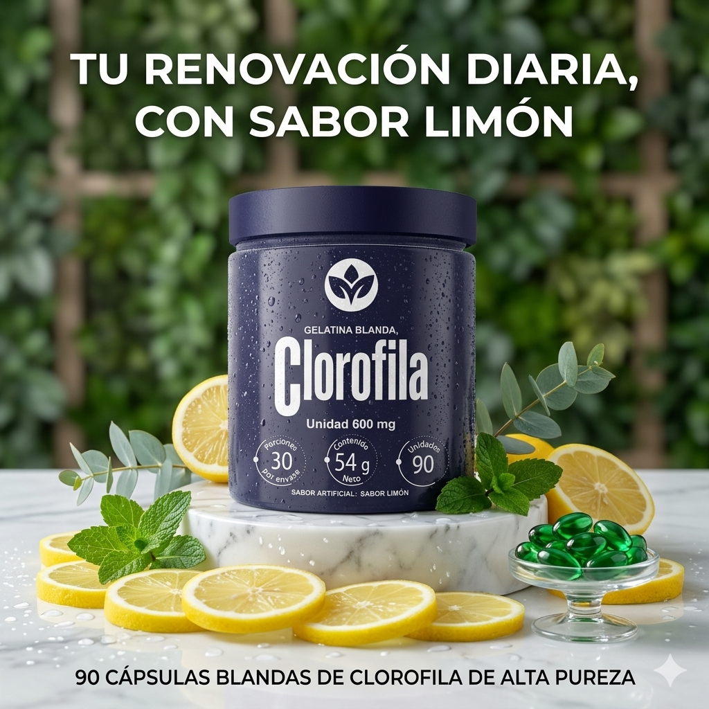 Clorofila Softgel 600 mg – 90 Unidades | Sabor Limón