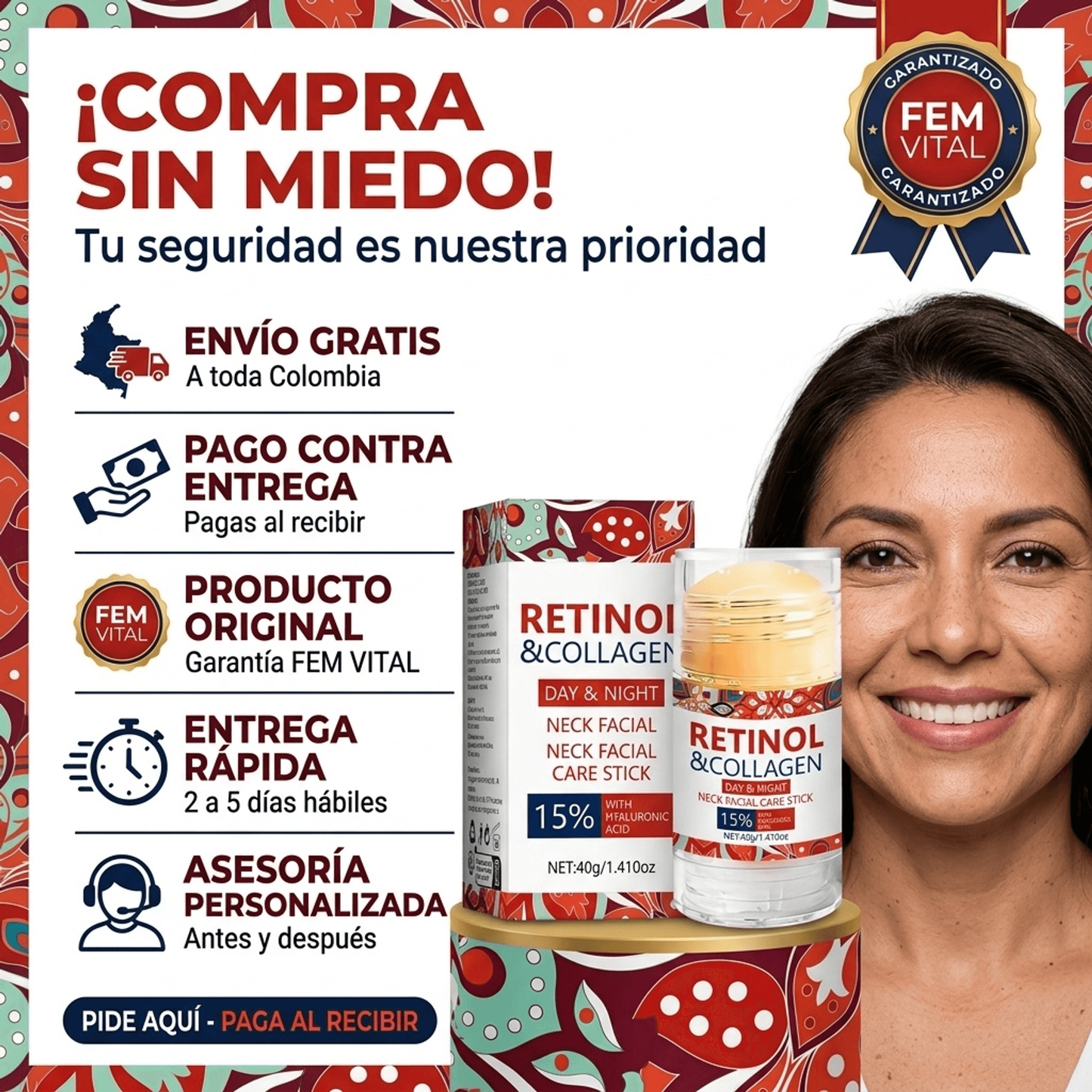 Stick Facial Reafirmante con Retinol y Colágeno – 40 g