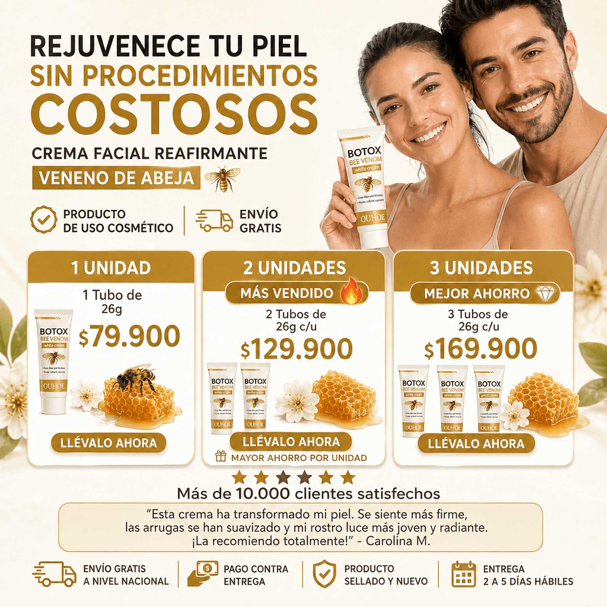 Crema Facial Reafirmante Veneno de Abeja 🐝✨