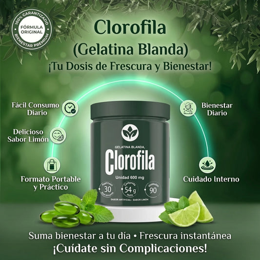 Clorofila Softgel 600 mg – 90 Unidades | Sabor Limón
