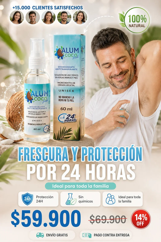 AlumCoco Fresh – Desodorante Natural Antitranspirante 24H | Familiar 60ml